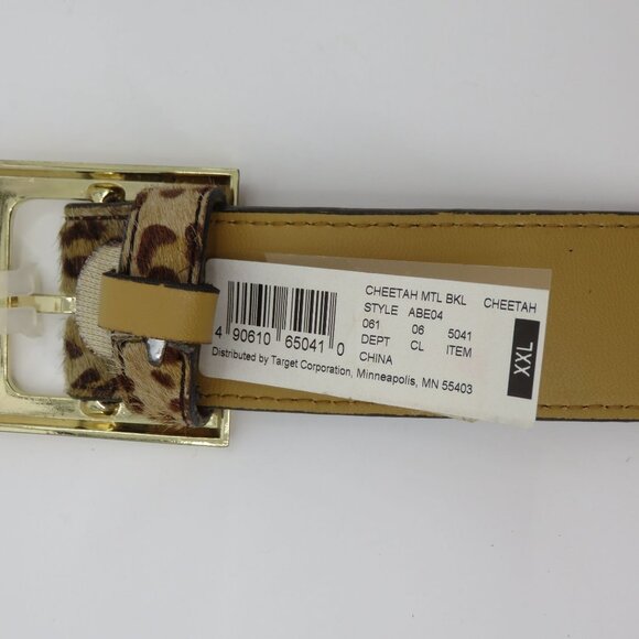 Merona Women 2XL Leopard Cheetah Animal Print Hair Leather Belt Y2K 2006 NEW - Picture 6 of 11